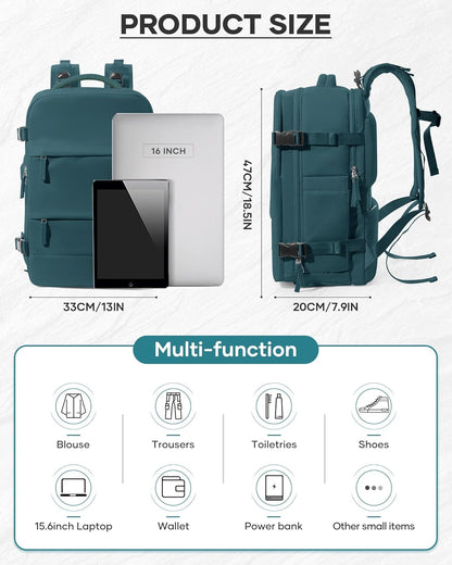 Vacuum Backpack Travel With Pump,Mochila De Viaje Compresion Al Vacio,Personal Item Travel Backpack With Vacuum System,Large Carry On Vacpack Backpacks For Women Men,Peacock Blue