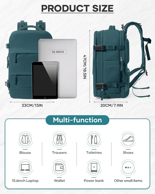 Vacuum Backpack Travel With Pump,Mochila De Viaje Compresion Al Vacio,Personal Item Travel Backpack With Vacuum System,Large Carry On Vacpack Backpacks For Women Men,Peacock Blue