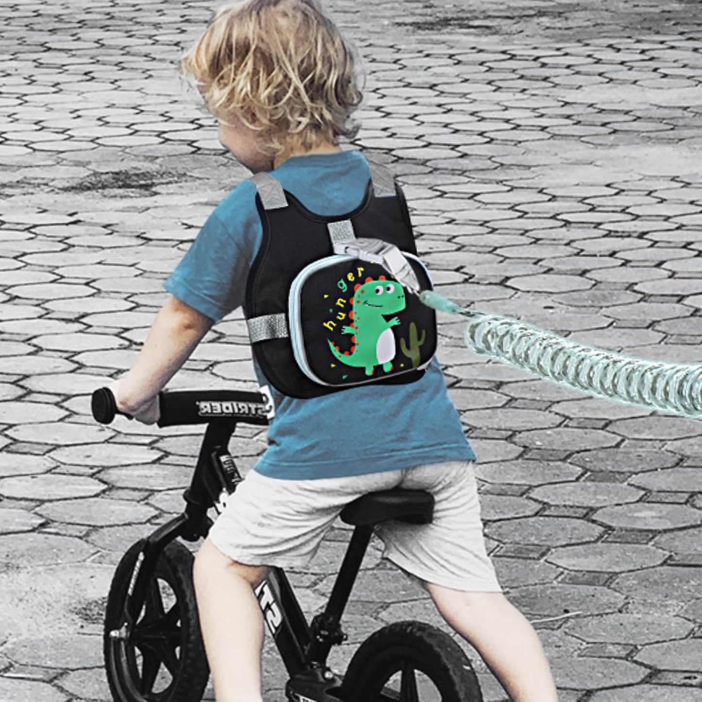 Accmor Toddler Harness Leash+ Anti Lost Wrist Link, Cute Dinosaur Kids Harness with Leash, Collapsible Child Leash Baby Walking Wristband Assistant Strap Belt for Boys