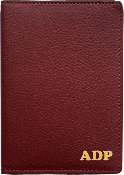 Personalized Monogrammed Merlot Leather RFID Passport Wallet