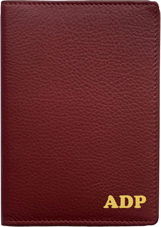 Personalized Monogrammed Merlot Leather RFID Passport Wallet
