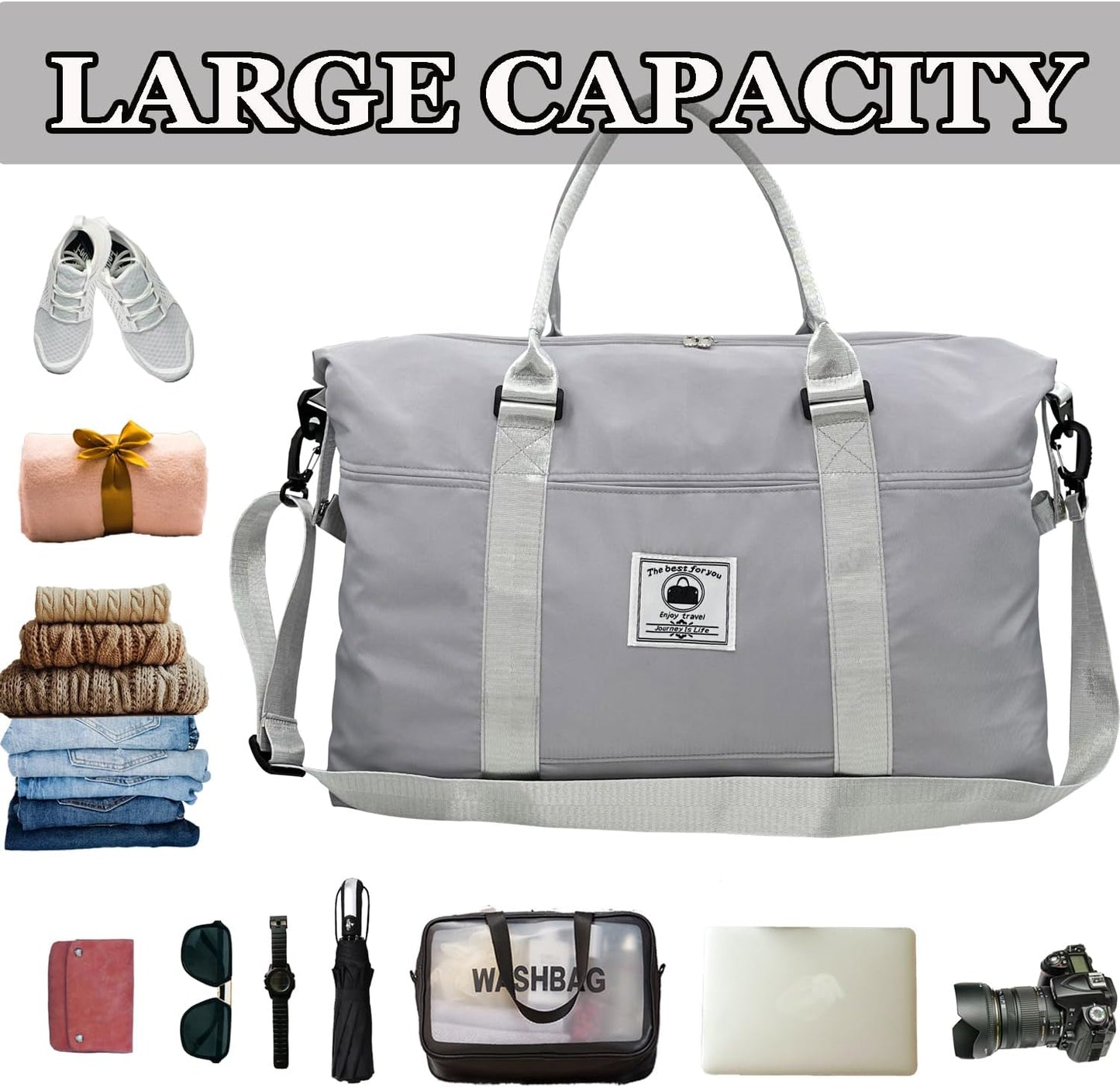 Travel Duffle Bag, Waterproof Sport Tote Gym Bag for Women Men, Overnight Weekender Carry On Bag with Wet Pocket