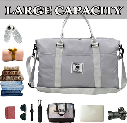 Travel Duffle Bag, Waterproof Sport Tote Gym Bag for Women Men, Overnight Weekender Carry On Bag with Wet Pocket