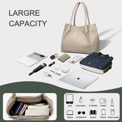 KKXIU Tote Bag for Women Vegan Leather Shoulder Purse Large Capacity Travel Bag