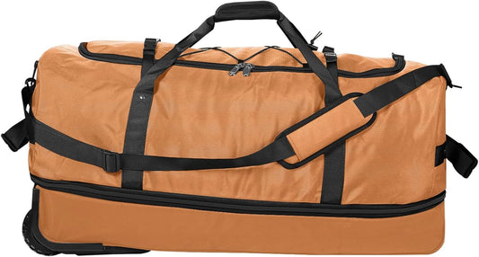 CONTAIL 32" Soft-Sided Rolling Duffle Bag with 2 Wheels,Expandable from 110L to 140L, Foldable Travel Duffel with Multiple Compartments,Brown