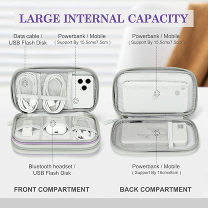 FYY Electronic Organizer, Travel Cable Organizer Bag Pouch Electronic Accessories Carry Case Portable Waterproof Double Layers All-in-One Storage Bag for Cable, Cord, Charger, Phone,-Light Purple