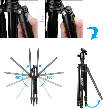 ZOMEI Z688 Travel Camera Tripod Aluminum Alloy Portable Monopod with Ball Head ann Carrying Bag for Canon Nikon Sony DSLR Camera