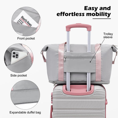 LONG VACATION 6 Piece ABS+PC Hardshell Luggage Set with Spinner Wheels, Lightweight suitcase set with TSA Lock & YKK Zipper