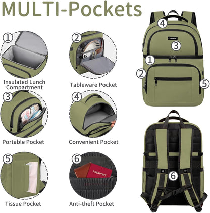 Cooler Backpack,Insulated Backpack Cooler Leakproof Double Deck Cooler Bag for Men Women RFID Lunch Backpack