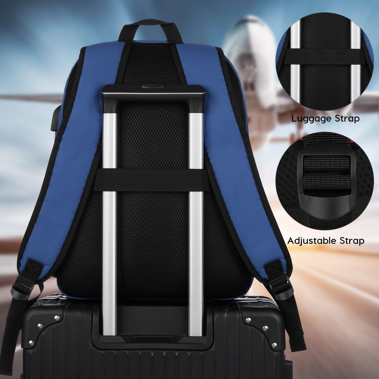 School Backpack,Classic Bookbag Men and Teen Boy Schoolbag with USB Charging Port for High School College Office Work Travel