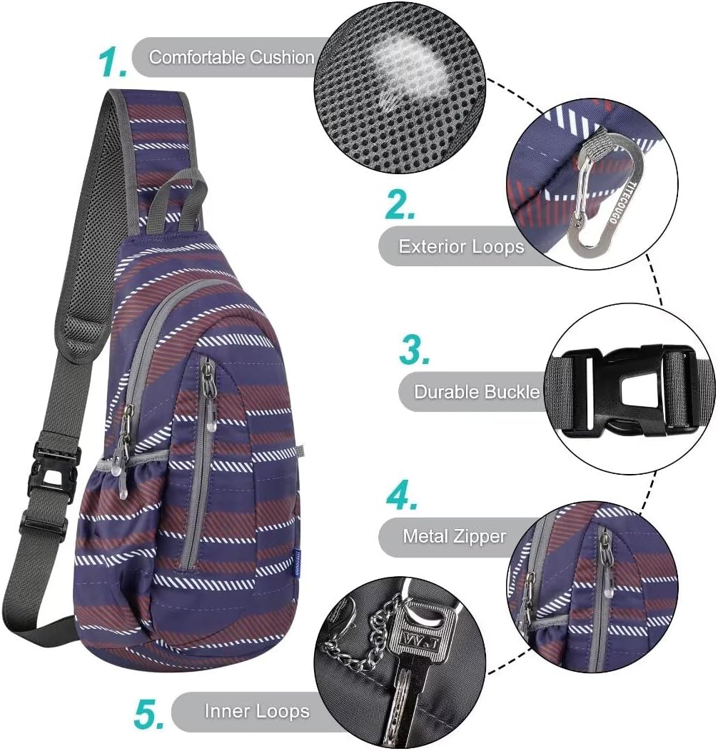 TITECOUGO Small Sling Bag, Lightweight Crossbody Backpack for Men Women, Shoulder Bag for Sports and Outdoor