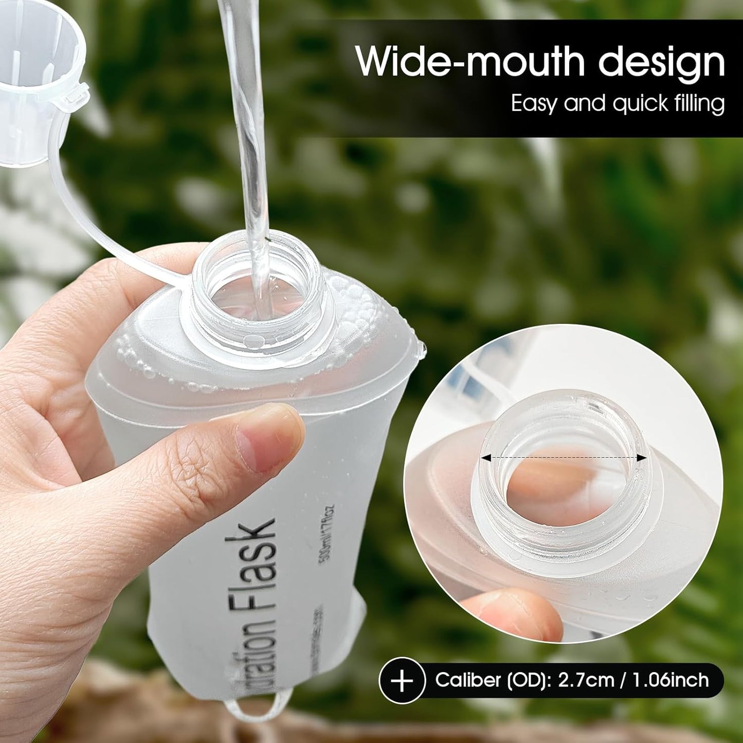 GYGYL Soft Flask, TPU Collapsible Soft Water Bottle for Hydration Pack, Running Vest, Leak-Proof Folding Water Bottle for Hiking Cycling Climbing Jogging-150ml White