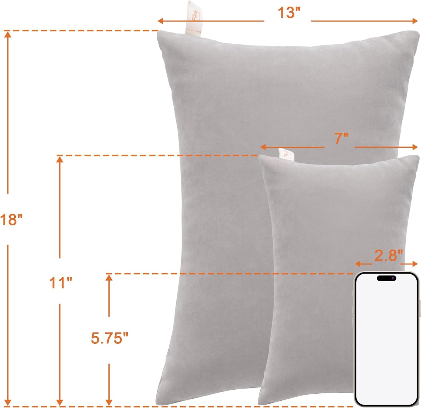 NTBAY Toddler Pillows, Down Alternative 13"x18" Pillows, Machine Washable - Soft and Breathable Travel Small Pillows for Sleeping, Ideal for Daycare, Crib, Cot, Light Grey