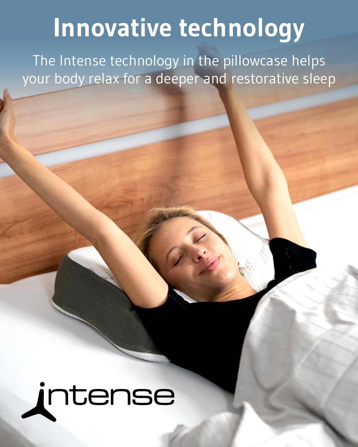 Travel pillow Re-Charge Intense with Activated Charcoal | Orthopedic cervical side sleeper pillow | Ergonomic memory foam against neck pain | Innovative Intense technology for deeper sleep