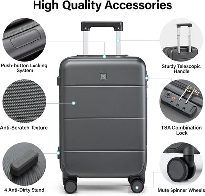 Hanke Luggage Sets 2 Piece with Spinner Wheels, 20/28 Inch Hard Shell Suitcases Set TSA Approved Luggage Travel Rolling Large Luggage(Graphite Grey)