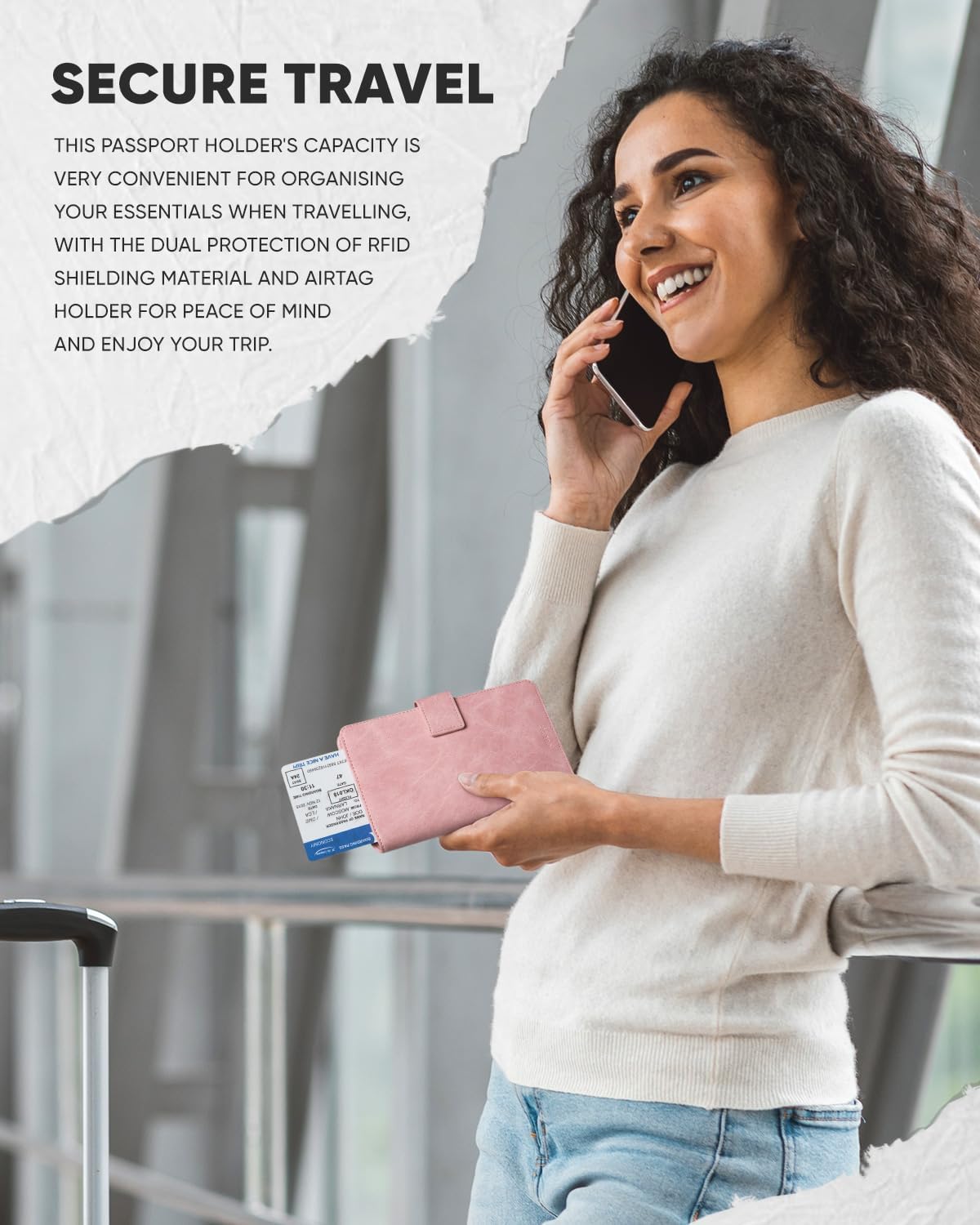 VULKIT Passport Holder with Airtag Holder RFID Blocking Passport Wallet Travel Leather Passport for Women(Pink)