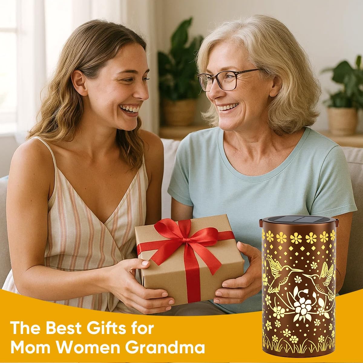 Hummingbird Solar Lanterns Outdoor Waterproof: Gardening Decor Unique Birthday Christmas Gifts for Women Mom Grandma - Hanging Solar Lights with 2 Modes Yard Patio Pathway Porch Decorations - 1 Pack