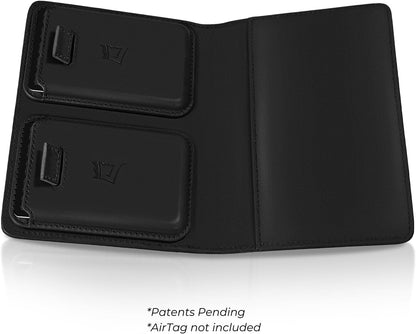 Kings Loot Passport Holder Wallet | RFID Blocking Leather Travel Wallet with Built-in Airtag Holder | Holds 1-6 Cards & Passport | Easy Pull Tab | Travel Wallets (Onyx Black)