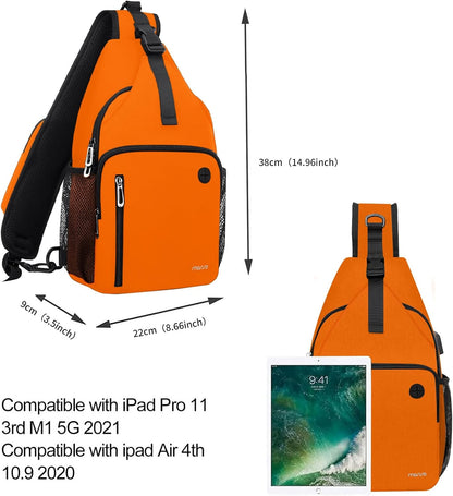 MOSISO Sling Backpack Bag, Crossbody Shoulder Bag Travel Hiking Daypack Chest Bag with Front Square Pocket&USB Charging Port