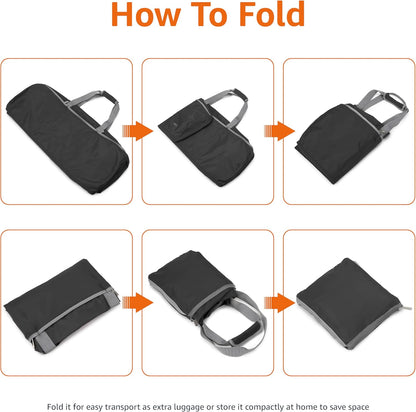 Amazon Basics 32.4" Extra Large Foldable Duffle Bag for Travel & Storage, with Exterior/Interior Zippered Pockets, Lightweight/Durable Nylon Material, 50-LBS Capacity, 9254 Cubic Inch (150L), Black