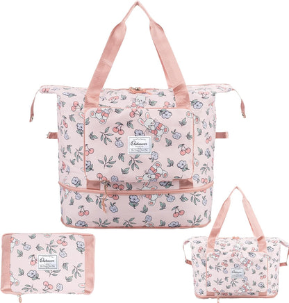 Large Capacity Foldable Travel Bag Expandable Portable Carry on Bag Dry&Wet Separation Sports Duffel Bags