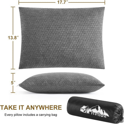Ivellow Travel Pillow Compressible Camping Pillow for Sleeping Shredded Memory Foam Pillow Compact Firm Supportive for Adults Kids Outdoor Backpacking Hiking Essential Gear
