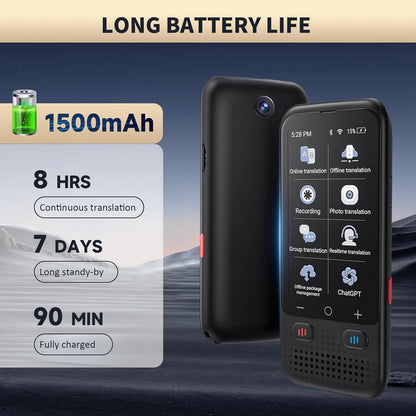 Language Translator Device, Upgraded ChatGpt AI Translator No WiFi Needed, 138 Languages Two Way Real-Time Voice Translation, Offline&Recording&Photo Translation for Travel Business Learning