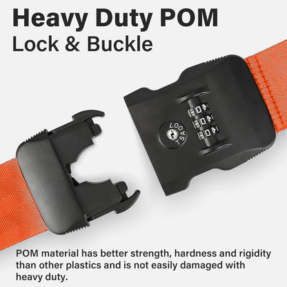 Luggage Straps, Orange TSA Approved Luggage Strap Belt with Combination Lock for Suitcases, 2 Pack Adjustable Heavy Duty Cross Suitcase Straps with Name Tags for Travel, Carry On Bags, Protect Luggage