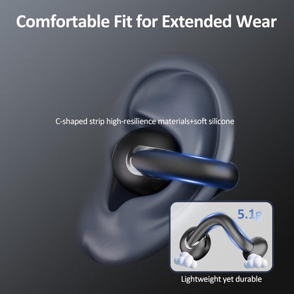 AI Language Translation Earbuds Real Time, IAMJOY Language Translator Earbuds Open Ear Clip-On Design, 163 Language & Accents Two-Way Translator Device with APP for Travel Learning Business, Black