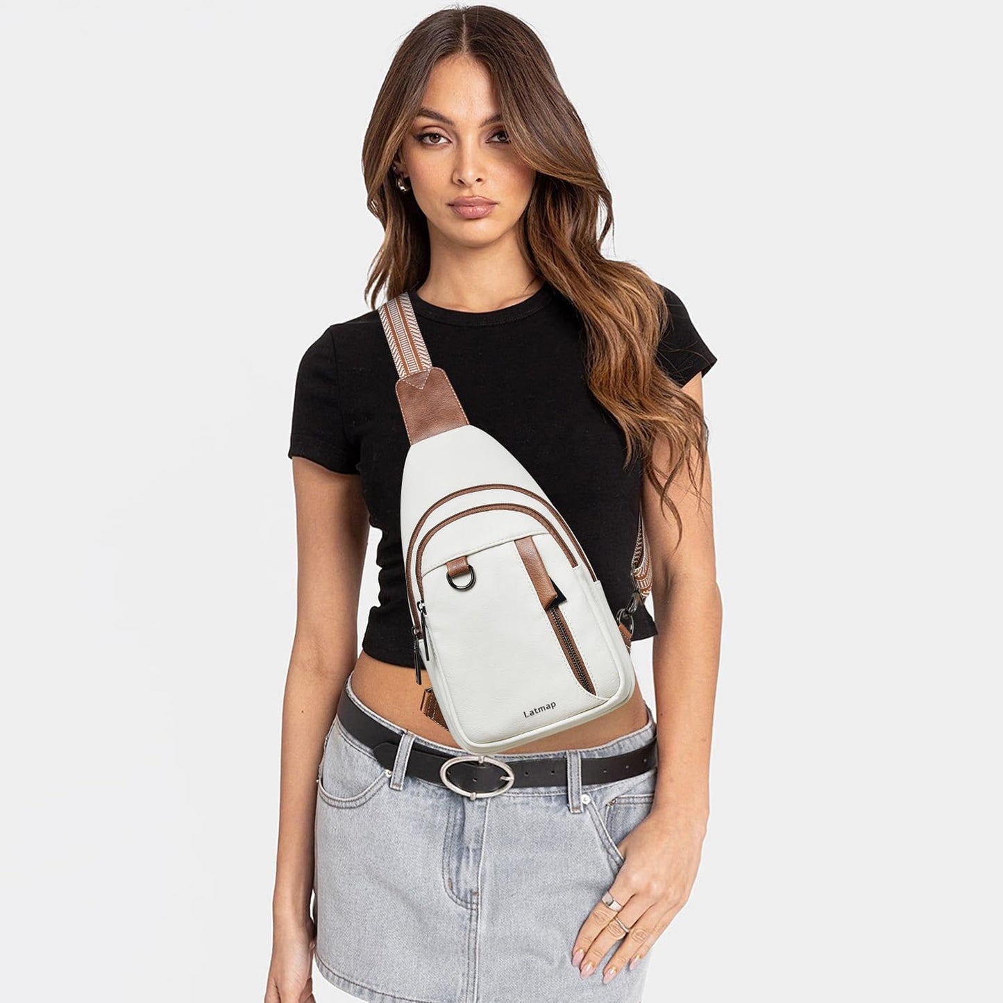 7L Sling Bag for Women Men Leather Small Sling Backpack Daypack Anti Theft Fanny Pack Crossbody Purse Travel