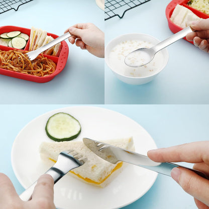 DEVICO Travel Utensils with Case, Reusable Camping Silverware Cutlery, 18/8 Stainless Steel Portable Fork Spoon Knife Set for Lunch Picnic School Workplace (Teal)