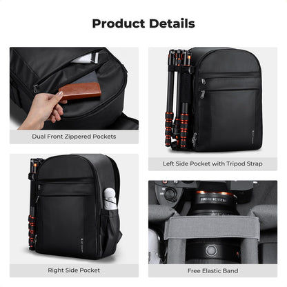 K&F CONCEPT Camera Backpack Bag, Professional DSLR/SLR/Mirrorless Camera Bag with Tripod Holder & Rain Cover, Waterproof Photography Camera Case Compatible with Canon/Sony/Nikon/FUJIFILM