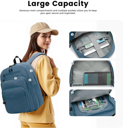 Lanola Basic Multi-Pocket Multipurpose Backpack Classical Water Resistant Bookbag For School Business Travel or Casual Daypack Backpacks For Men Or Women - Turquoise