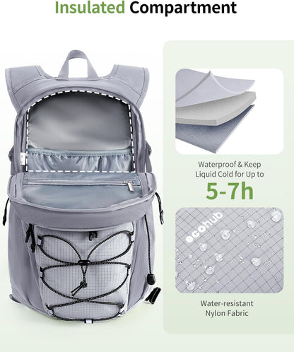 ECOHUB Hydration Backpack for Men Women, 20L Lightweight Hiking Daypack Cycling Backpack with 2L Water Bladder, Insulated Hydration Pack with Waist Pack