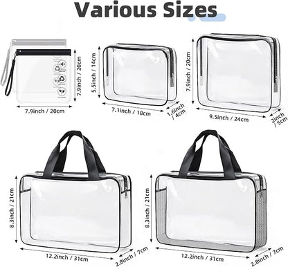 ABSOFINE Clear Toiletry Bag for Travel Size Toiletries, 4 Pack Large Waterproof - Image 2