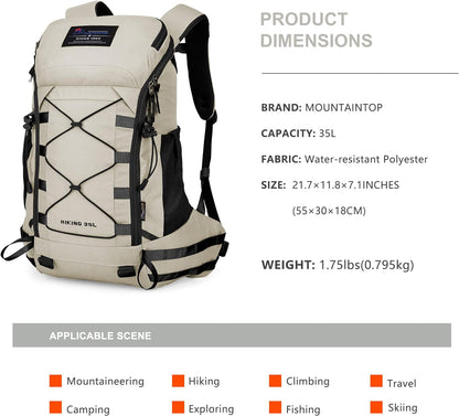 MOUNTAINTOP Hiking Backpack 35L Travel Backpack Lightweight Daypack for Men&Women Outdoor Camping