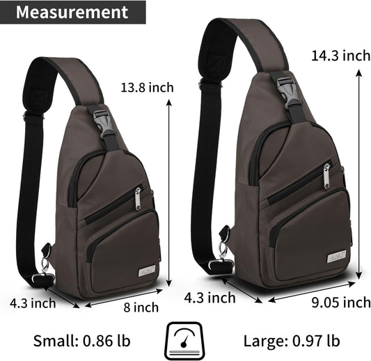 AMJ Crossbody Sling Bag Men Women, Casual Shoulder Backpack, Chest Daypack Satchel for Hiking Travel