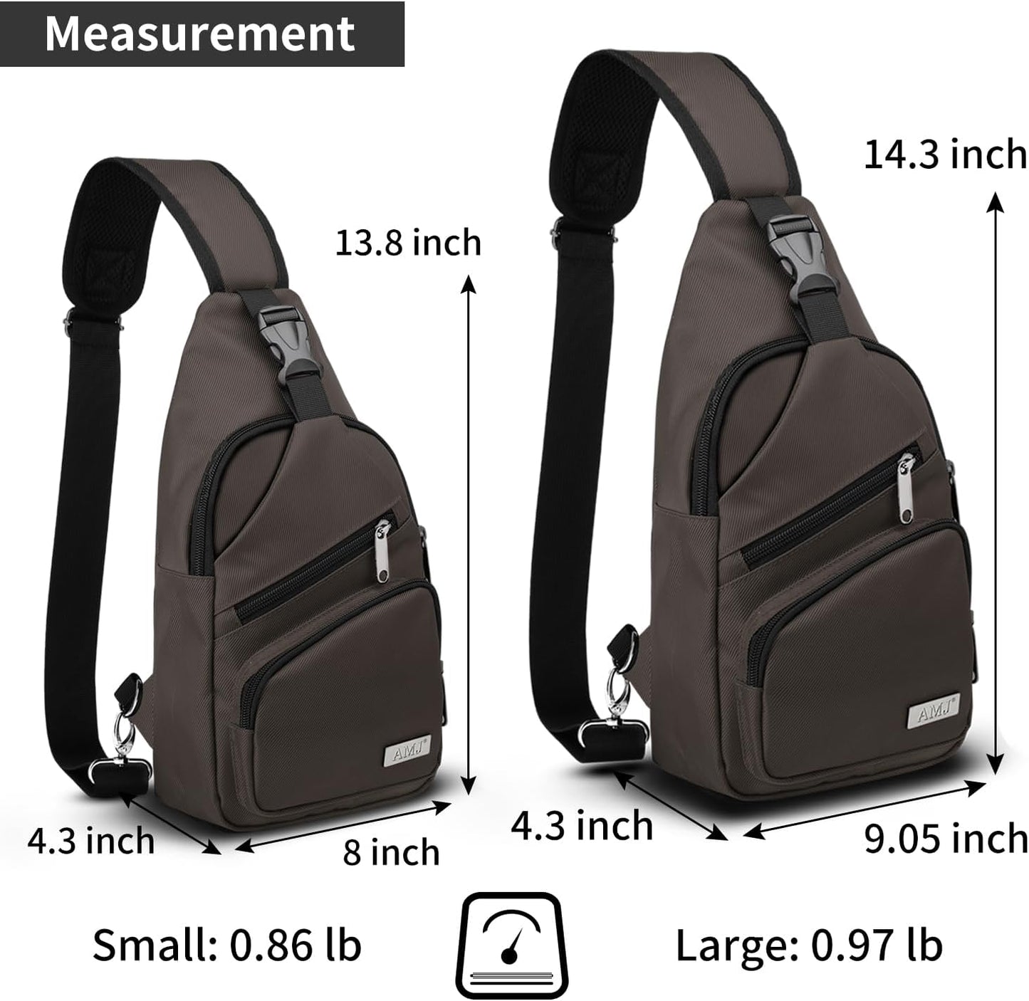 AMJ Crossbody Sling Bag Men Women, Casual Shoulder Backpack, Chest Daypack Satchel for Hiking Travel