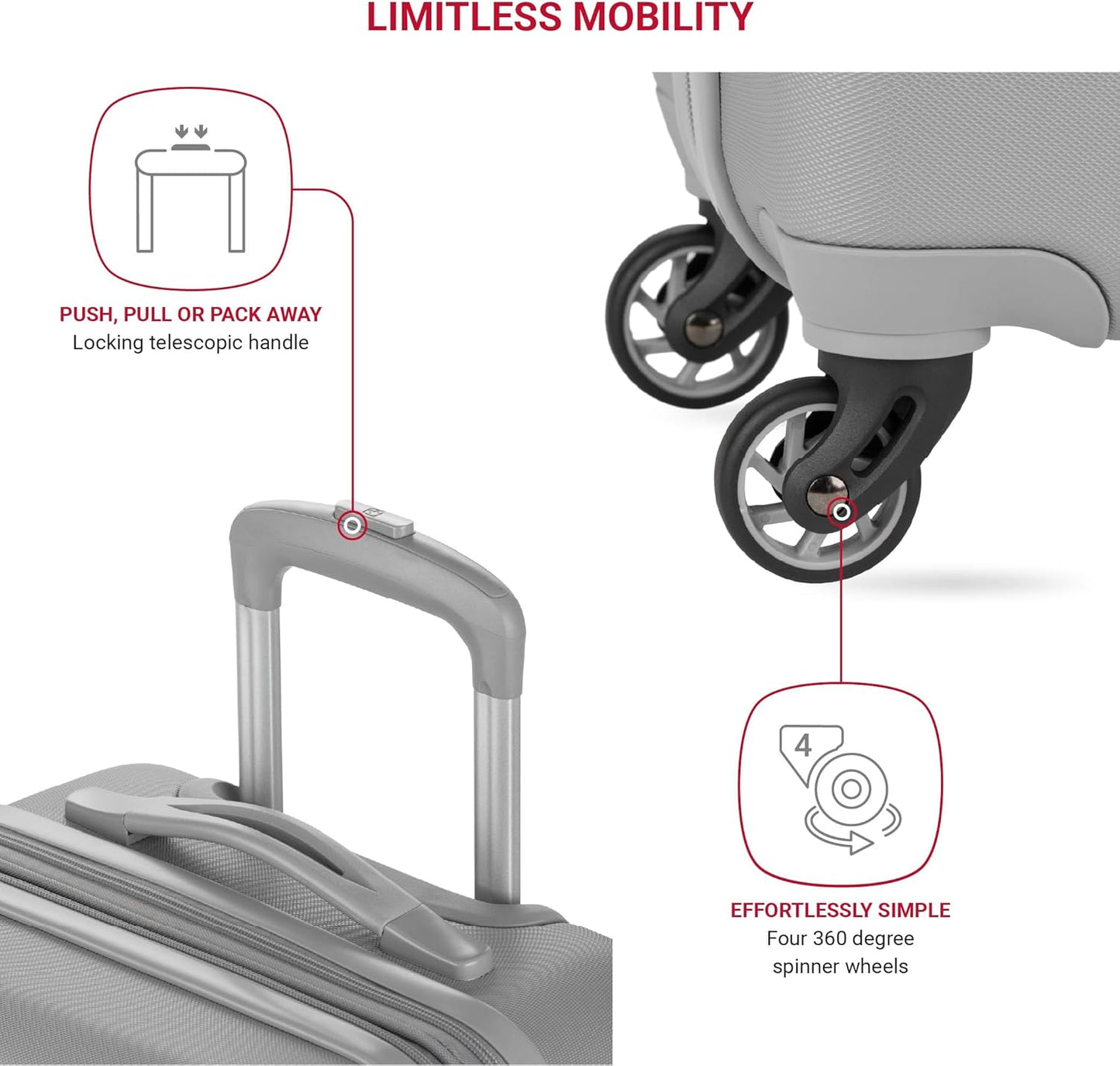 SwissGear 7366 Hardside Expandable Luggage with Spinner Wheels, Grey, Carry-On 19-Inch