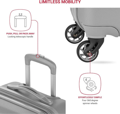 SwissGear 7366 Hardside Expandable Luggage with Spinner Wheels, Grey, Carry-On 19-Inch