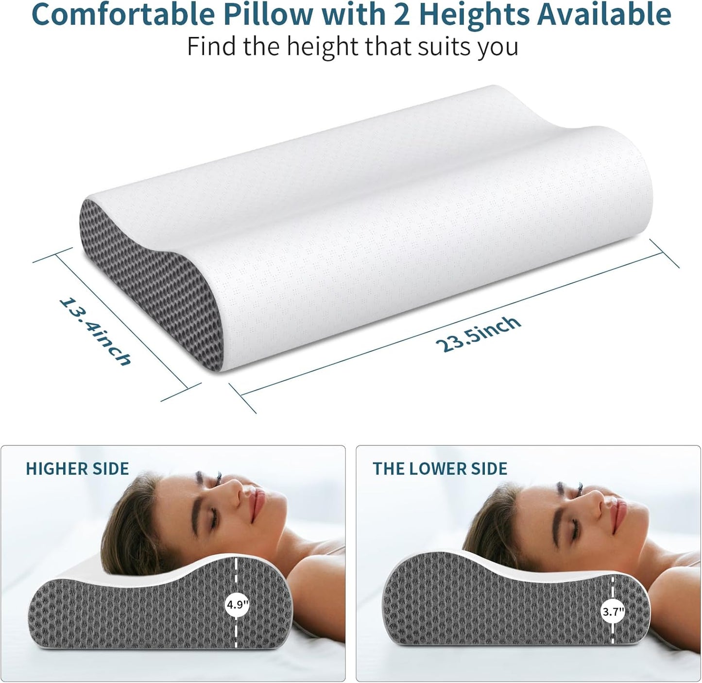 Cervical Neck Pillow for Pain Relief, Contour Memory Foam Pillows Ergonomic Pillow for Sleeping Bed Pillow Neck Support with Cooling Pillowcase Orthopedic Pillow for Side Back Sleepers