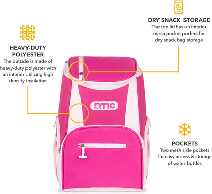 RTIC 15 Can Lightweight Backpack Cooler Soft Insulated Portable Bag for Lunch, Beach, Drink, Beverage, Travel, Camping, Picnic, Car, Hiking,