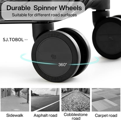 Hanke Luggage Sets 2 piece Carry On Luggage with Wheels PC Hard Shell Suitcases Lightweight Checked Travel Luggage Large Travel Suitcase Woman Men 20/29 Inch(Jet Black)