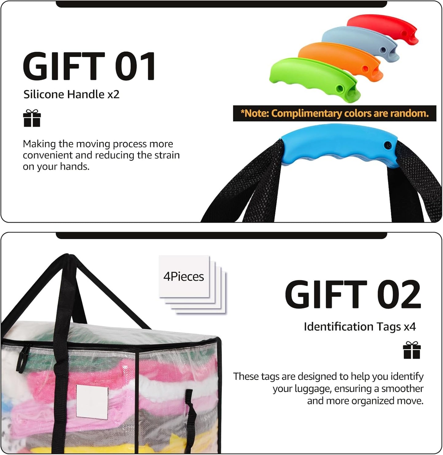Moving Bags Heavy Duty Extra Large, Alternative for Moving Boxes & Moving Supplies,Clear Storage Bins with Lids, Plastic Packing Tote, Storage Bags for Clothes with Handles & Zippers(Clear, 4Pack)