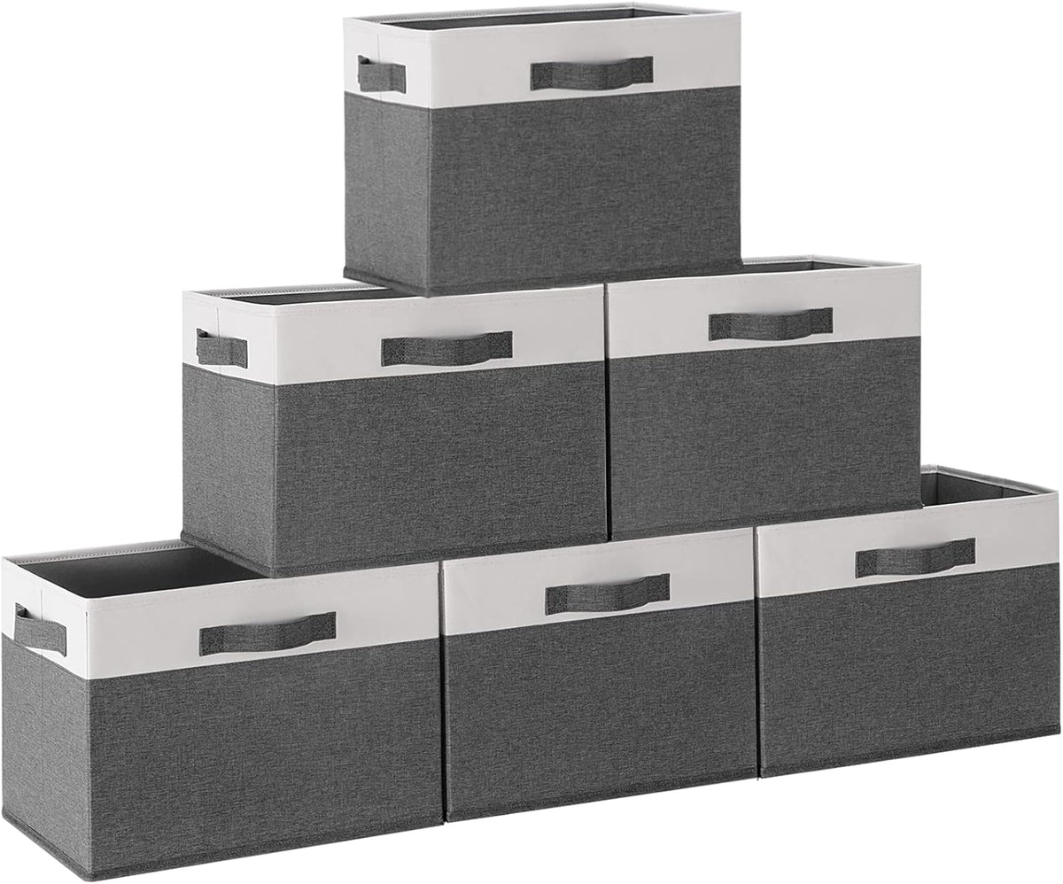 GhvyenntteS 6 Pack Fabric Storage Bins, 15x11x9.6 inch Closet Storage Bins for Shelves with 3 Handles, Foldable Storage Baskets for Shelves, Sturdy Closet Organizers and Storage