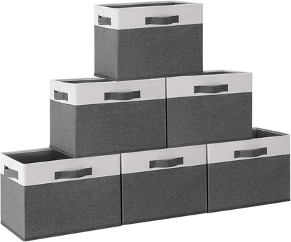 GhvyenntteS 6 Pack Fabric Storage Bins, 15x11x9.6 inch Closet Storage Bins for Shelves with 3 Handles, Foldable Storage Baskets for Shelves, Sturdy Closet Organizers and Storage