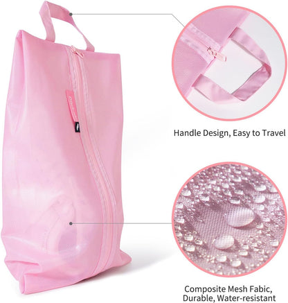 pack all Shoe Bag for Travel, Water-Resistant Shoe Pouch for Gym, Odor-Resistant Soccer Cleats Bag for Sport (Pink, 1-Pack)