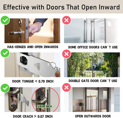 Home Security Door Lock, VIRIDI Portable Travel Doorlocks for Airbnb Hotel Room Bedroom Add Extra Safety Privacy Solid Removable No Drill Door Jammer Latch for House Apartment School Selfdefense Item