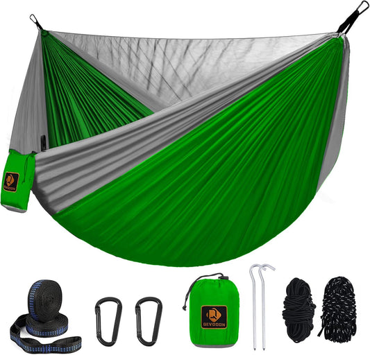 Camping Hammock, Portable Hammocks with Mosquito Net,Lightweight Nylon Parachute Hammock with 10ft Tree Straps,Camping Gear Must Haves for Travel Hiking Backpacking Beach Patio
