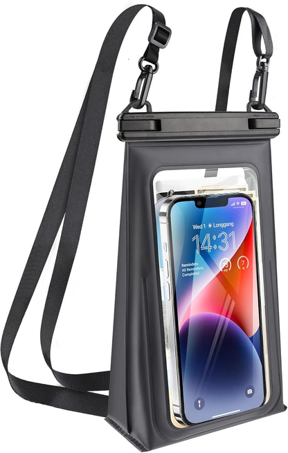 Large Waterproof Phone Pouch Universal Phone Waterproof Case for Phone IPX8 Water Proof Dry Bag with Wide Lanyard Large Capacity Waterproof Bag for Swimming Rafting
